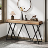 Console Table 55in Entryway Sofa Table Wood Top Metal Frame Hallway Rustic