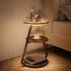 Side Coffee Table 3 Tier Storage Bedside End Table With LED Light Living Room