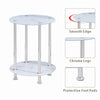 2 Tier Round White Marble Tempered Glass Side End Bedside Table Stainless Steel
