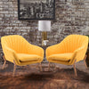 Upholstered Shell Back Sofas Armchair Fabric Accent Chair+Pillow Bedroom Lounge