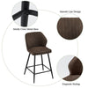 Set of 2 Bar Stools Faux Leather Seat Counter Stools Back Bar Stools