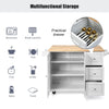 Rolling Kitchen Island Cart Large Storage Trolley Cabinet Extendable Countertop