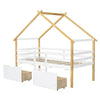 WHITE WOODEN KIDS HOUSE BED FRAME WITH STORAGE DRAWERS 3 FT SINGLE KIDS SLEEPER