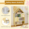 Kids Dollhouse Bookshelf House-shaped Bookcase-Natural