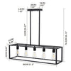 Industrial Black Chandelier Rectangle Hanging Ceiling Light Fixture Dining Room