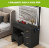 Vanity Dressing Table Stool Set Makeup Desk with 4 Drawers and LED Lights Mirror