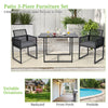 3 Pieces Outdoor Dining Set Patio PE Rattan Furniture Set-Gray