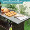 3 Piece Patio Wicker Garden Bar Set Rattan Bar Height Table Hidden Storage Shelf