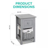 Bedside Table Unit Cabinet Pair Grey Bedroom Nightstand Wicker Storage Wooden