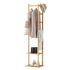 155cm Tall Bamboo Garment Rack Coat Hat Stand with 2 Shelf 3 Hooks Hanger Closet