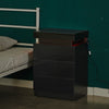 LED Light 3 Drawers Bedside Table High Gloss Cabinet Side End Table Living Room