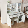 Vanity Makeup Desk Dressing Table Set with 10 LED Lights Mirror Stool 3 Drawers