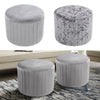 Crushed Velvet Round Footstool Dressing Table Stool Pouffe Seat Chair Side Pouf