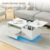 White High Gloss LED Coffee Table With Storage Lift Top Up Drawer Wooden Modern