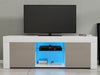 Modern TV Unit Stand Cabinet Grey High Gloss Doors & White Matt Body LED Lights