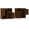 Swpsd Sideboard Buffet Cabinet 2 pcs Brown Oak Engineered Wood Side Cabinet T4U8