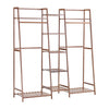 Heavy Duty Wooden Clothes Rail Rack Garment Hanging Stand Open Wardrobe Shelf