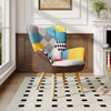 Linen Fireside Armchair High Back Leisure Sofa Tub Accent Chair with Wooden Legs
