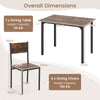 Dining Table Set for 4 Space-Saving Dinette Set w/ 4 Chairs-Brown
