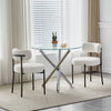 Set of 4 Boucle Dining Chairs with Oversized Seat Round Kitchen Chairs White