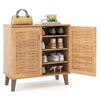 GYMAX 2-Door Shoe Cabinet 4-Tier Shoe Rack Storage Organizer Teak