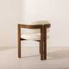 Wood Walnut Boucle Fabric Curved Dining Room Chair