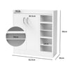 2 Door Wooden Shoe Storage Cabinet Rack Stand Cupboard With Side Shelves Rack