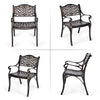 2X Patio Cast Aluminum Chairs All-Weather Bistro Dining Chairs w/ Curved Seats