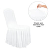 100x White Pleated Skirt Chair Covers Seat Protector Slip Stretch Dining Wedding