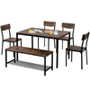 Dining Table Chair and Bench Set 6 Industrial Style Kitchen Dining Table Set