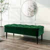 4FT Velvet Green Stool Storage Bench Chic Button Tufted Bedside Seat End Hallway