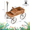 Wagon Garden Planter Cart Wooden Decorative Flower Pot Stand W/ 4 Large Wheels