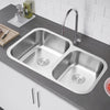 Premium Handmade Brushed Stainless Steel Kitchen Sink Double Bowl w/Drainer Kit