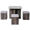 Compact Dining Table and 4 Ottoman Chairs Set Space Saving Storage Kitchen Grey