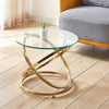 Gold Silver Coffee Table Side Table with Round Glass Top Living Room Furniture