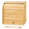 2 Tier Double Layer Bread Box Slide Roll Top Bread Storage Bin Kitchen Bamboo