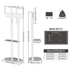 2 Poles TV Floor Stand 40-75” Height Adjustable Bracket with Marble Shelf