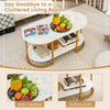 Modern Faux Marble Coffee Table 2-Tier Rectangular Chic Cocktail Accent Table