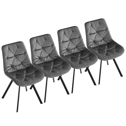4x Grey 360° Swivel Velvet Dining Chairs Rotatable Metal Legs Kitchen Chairs