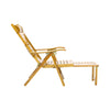 Folding Sun Lounger Bamboo Deck Reclining Chair Retractable Footrest In/Outdoor