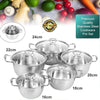 NEW 5Pcs Stainless Steel Cookware Set Casserole Stockpot Pot Hob With Glass Lids