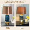 Modern Coastal Blue Glass LED Table Lamp Art Glass Bedside Lamp Reading Lights