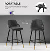 2x Swivel Bar Stools Velvet Metal Legs Breakfast Stools Kitchen Padded Chairs