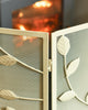 Cream Rectangular Three Fold Fire Guard with Leaf Pattern - 62cm