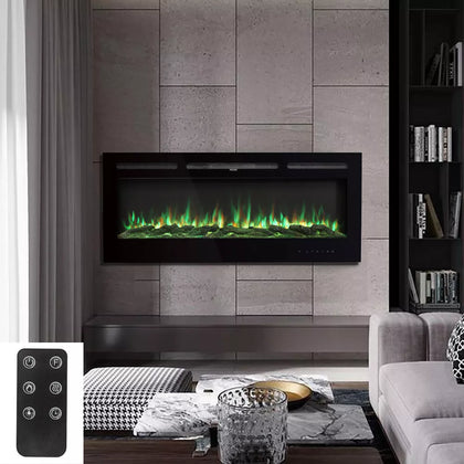 40 inch Insert / Wall Mounted LED Fireplace Electric Inset Fire Media Flames UK