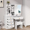 Dressing Table With Sliding Mirror 6 Drawers Open Shelves Vanity Desk