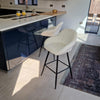 Set of 2 Velvet Kitchen Counter Island Bar Stools with Backs Cream Fabric