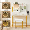 Dressing Table Vanity Set with Dimmable LED Light Mirror Socket Stool 2 Drawers