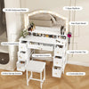 Modern Dressing Table Stool Set 10 LED Bulbs Mirror Vanity Desk 7 Drawer Storage