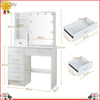 Bedroom Dressing Table Mirror with Lights Stool Makeup Vanity Set Desk，6 Drawers